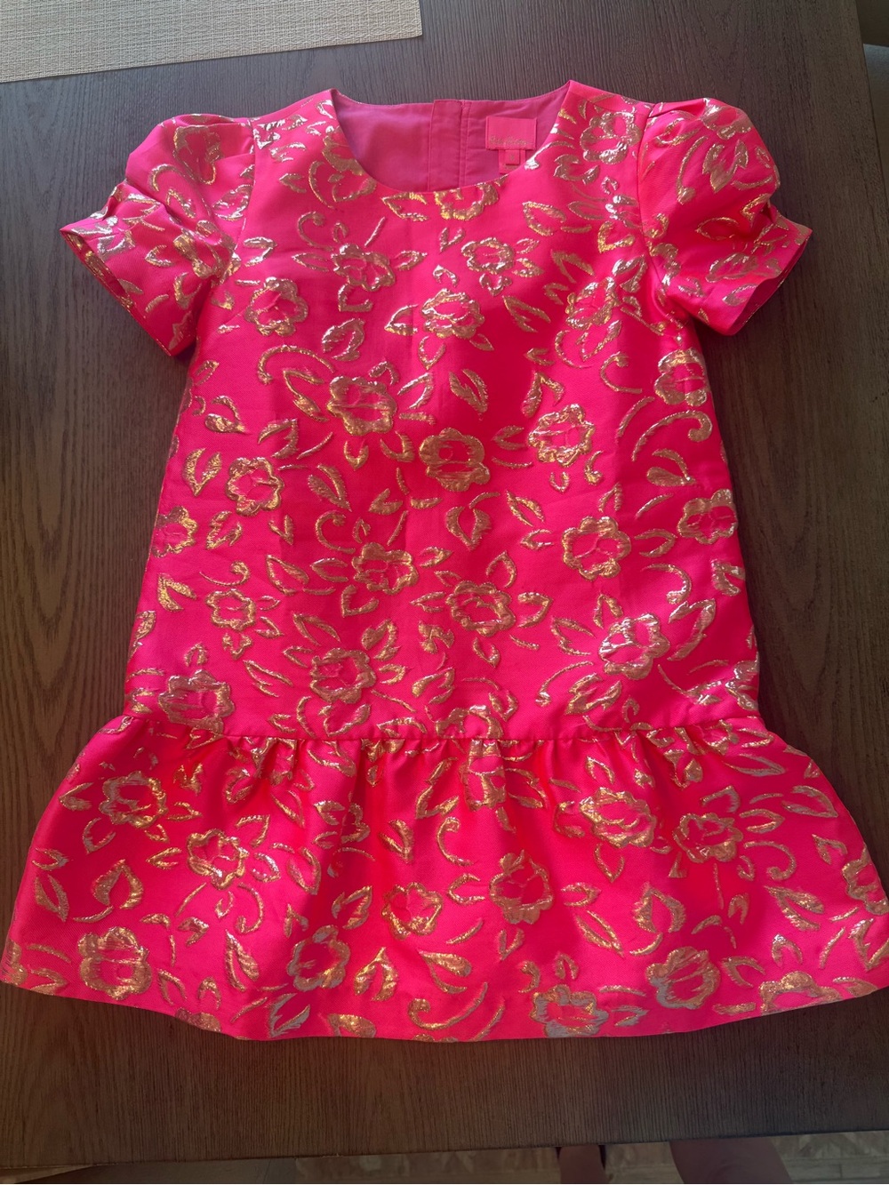 Lilly Pulitzer Pink Dress with Gold Floral Accents